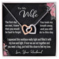 To My Wife Gift Necklace, Interlocking Hearts Necklace with Message Card