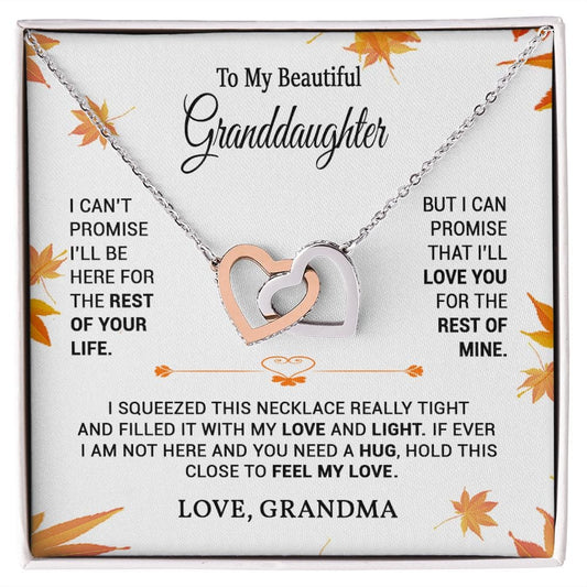 To My Granddaughter Necklace from Grandma / Interlocking Hearts Necklace for Granddaughter