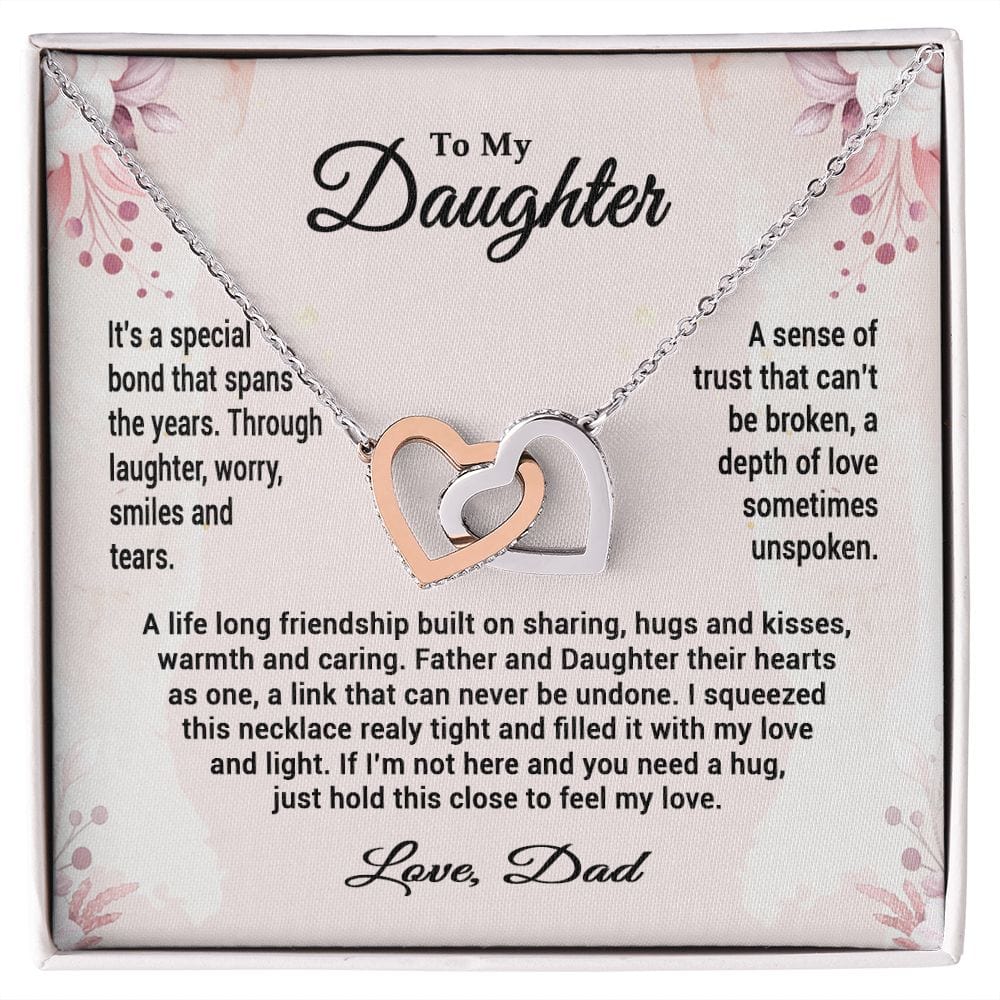 To My Daughter From Dad, Interlocking Hearts Necklace, Father to Daughter Gift, Birthday Gift To Daughter From Dad, Christmas Gift for her