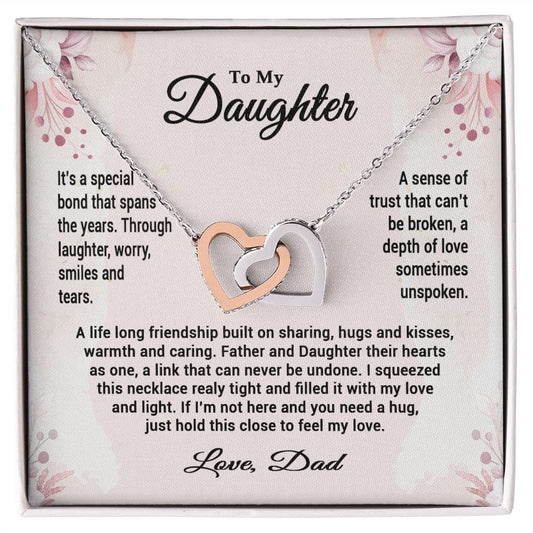 To My Daughter From Dad, Interlocking Hearts Necklace, Father to Daughter Gift, Birthday Gift To Daughter From Dad, Christmas Gift for her