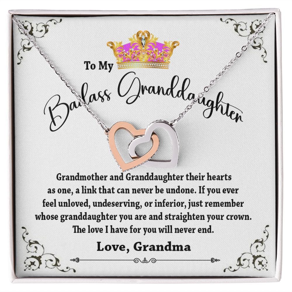 To My Badass Granddaughter Interlocking Hearts Necklace from Grandma