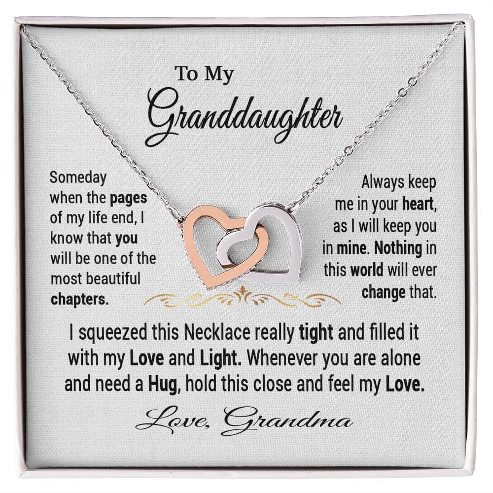To My Granddaughter Gift Necklace from Grandma / Interlocking Hearts Necklace