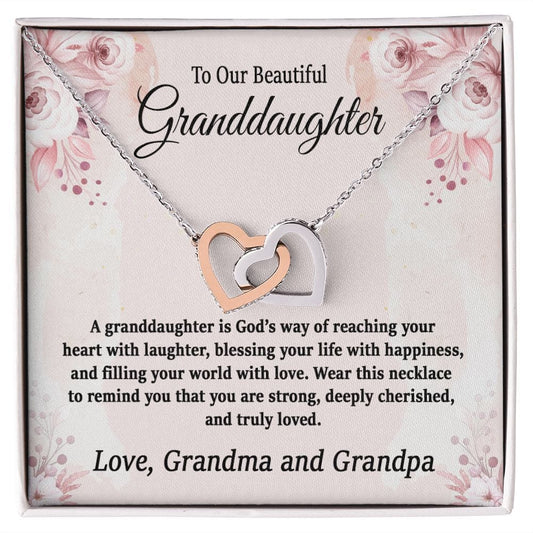 Interlocking Hearts Necklace for Granddaughter | To My Beautiful Granddaughter | Interlocking Hearts Necklace | Granddaughter Present /To My Granddaughter Gift