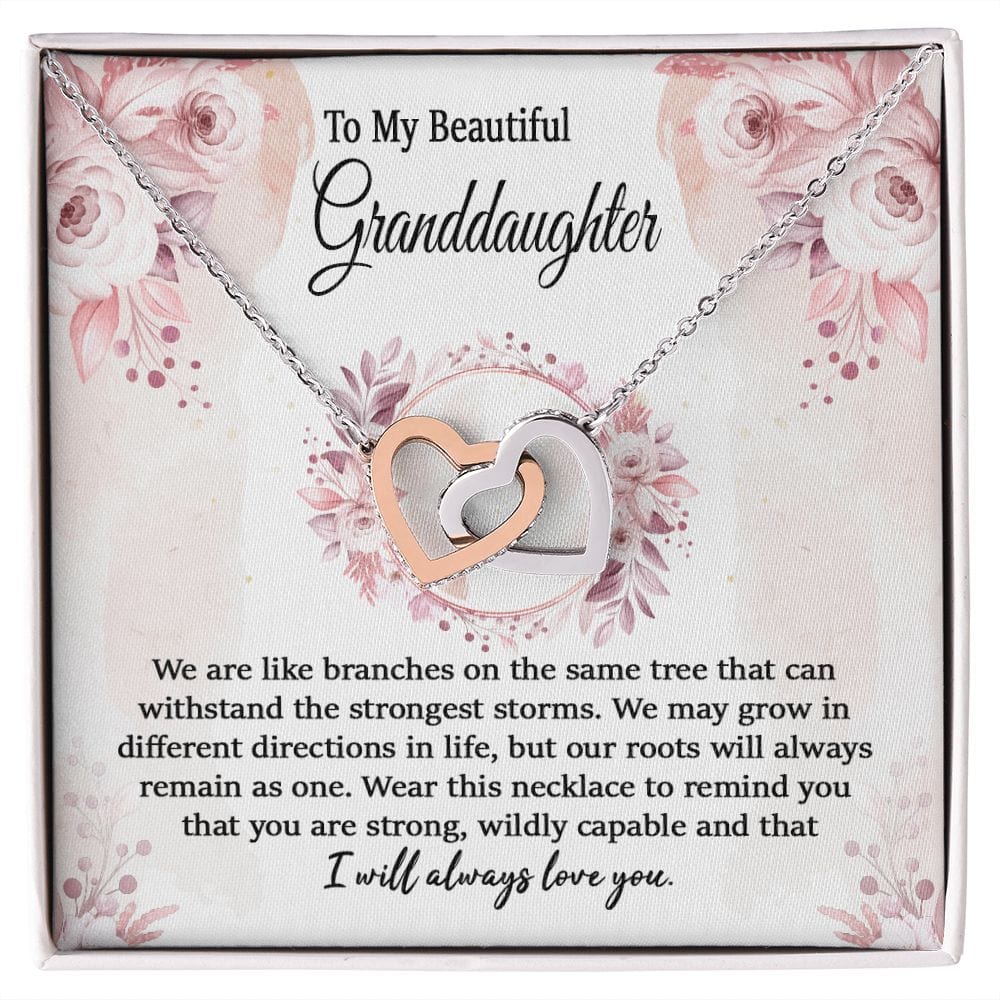 To Granddaughter Interlocking Hearts Necklace / To My Granddaughter Necklace
