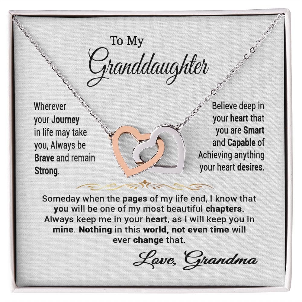 To My Granddaughter Gift Necklace from Grandma / Interlocking Hearts Necklace