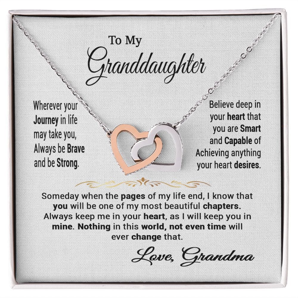 To My Granddaughter Gift Necklace from Grandma / Interlocking Hearts Necklace