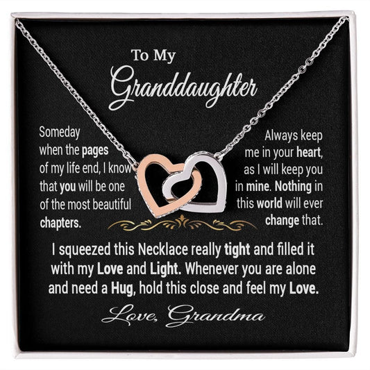 To My Granddaughter Gift Necklace from Grandma / Interlocking Hearts Necklace