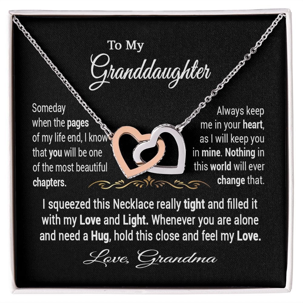 To My Granddaughter Gift Necklace / Interlocking Hearts Necklace