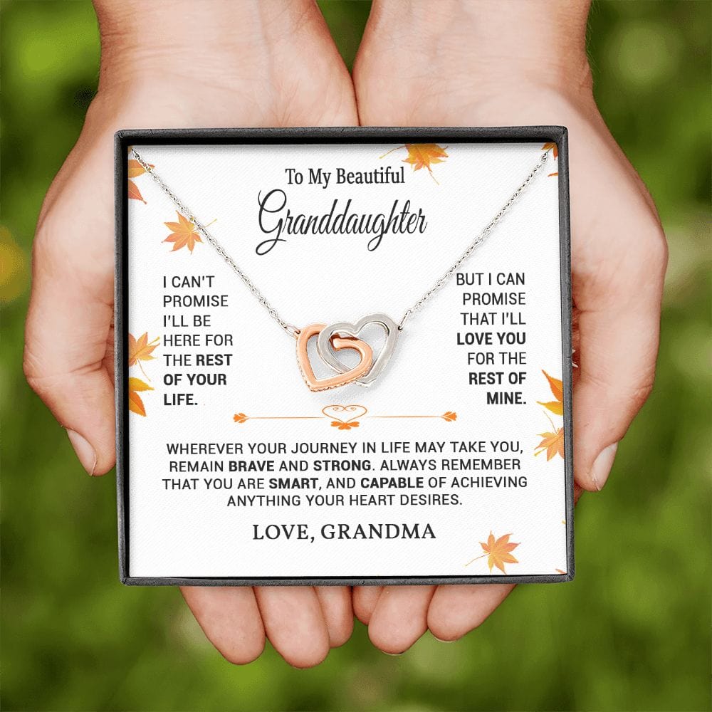 To My Granddaughter Gift Necklace from Grandma / Interlocking Hearts Necklace for Granddaughter