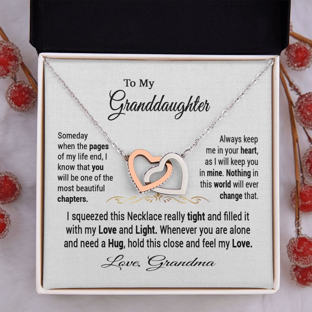To My Granddaughter Gift Necklace from Grandma / Interlocking Hearts Necklace