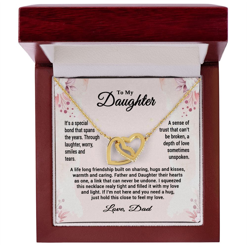 To My Daughter From Dad, Interlocking Hearts Necklace, Father to Daughter Gift, Birthday Gift To Daughter From Dad, Christmas Gift for her