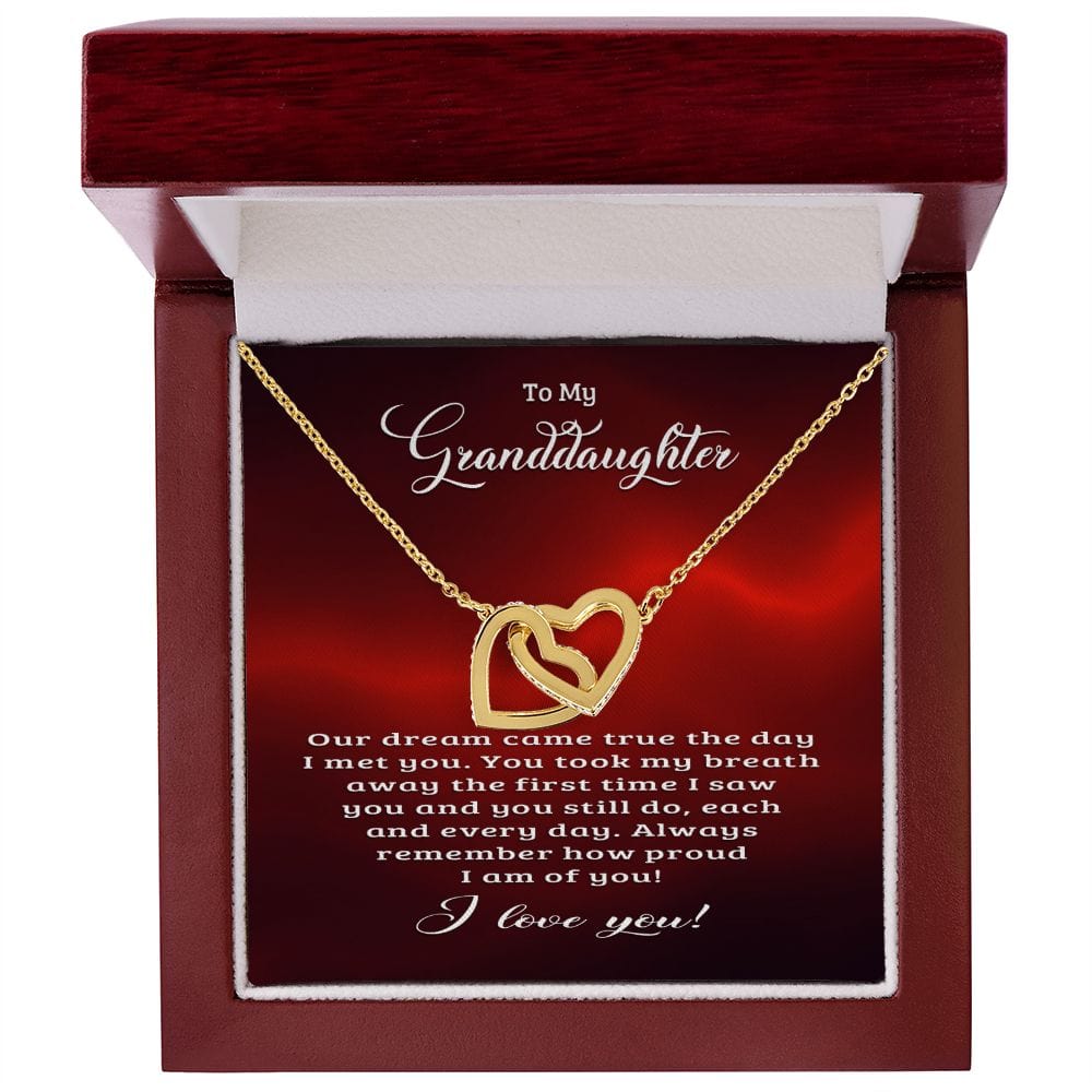 Our Dream Came True Message Card Necklace / Granddaughter Gift Necklace / Interlocking Hearts Necklace for Granddaughter