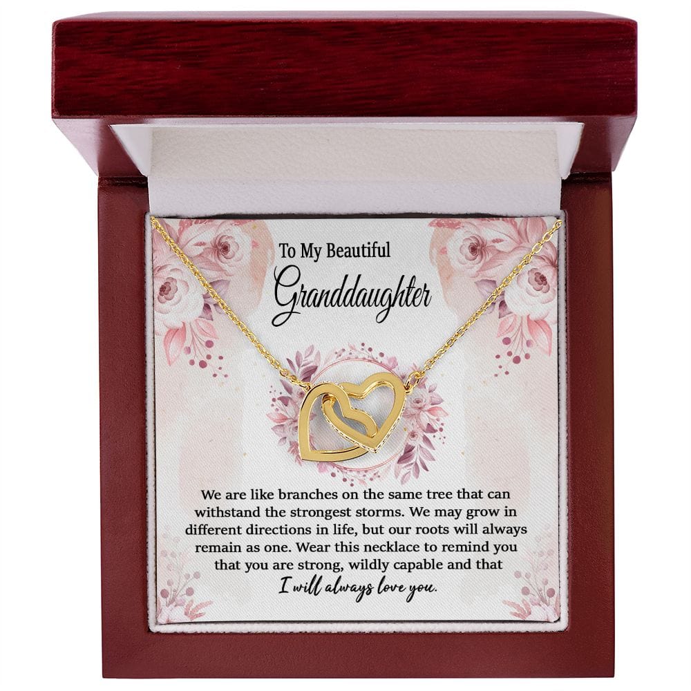 To Granddaughter Interlocking Hearts Necklace / To My Granddaughter Necklace