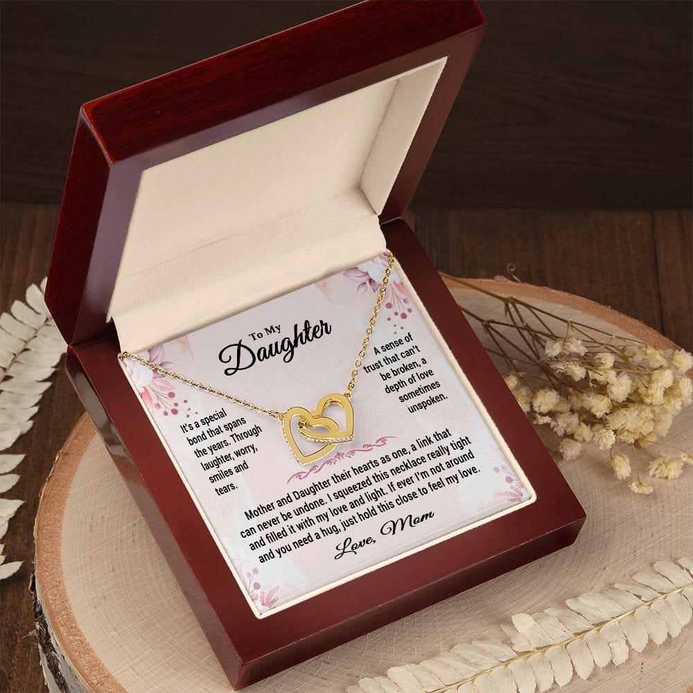 To My Daughter Interlocking Hearts Necklace / Mother and Daughter is a Special Bond Message Card