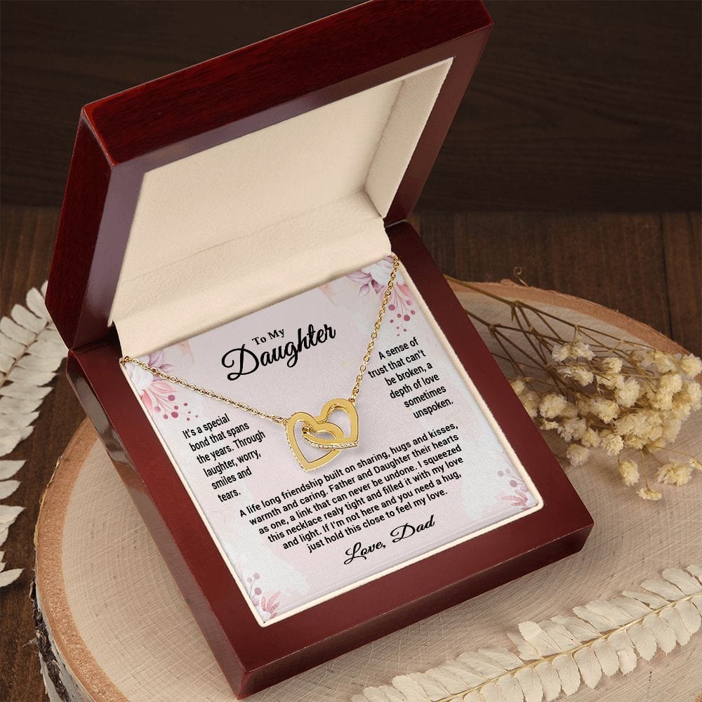 To My Daughter From Dad, Interlocking Hearts Necklace, Father to Daughter Gift, Birthday Gift To Daughter From Dad, Christmas Gift for her