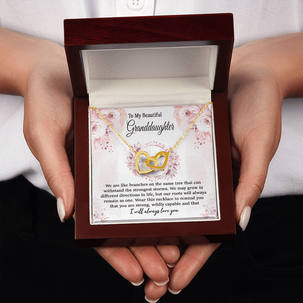 To Granddaughter Interlocking Hearts Necklace / To My Granddaughter Necklace
