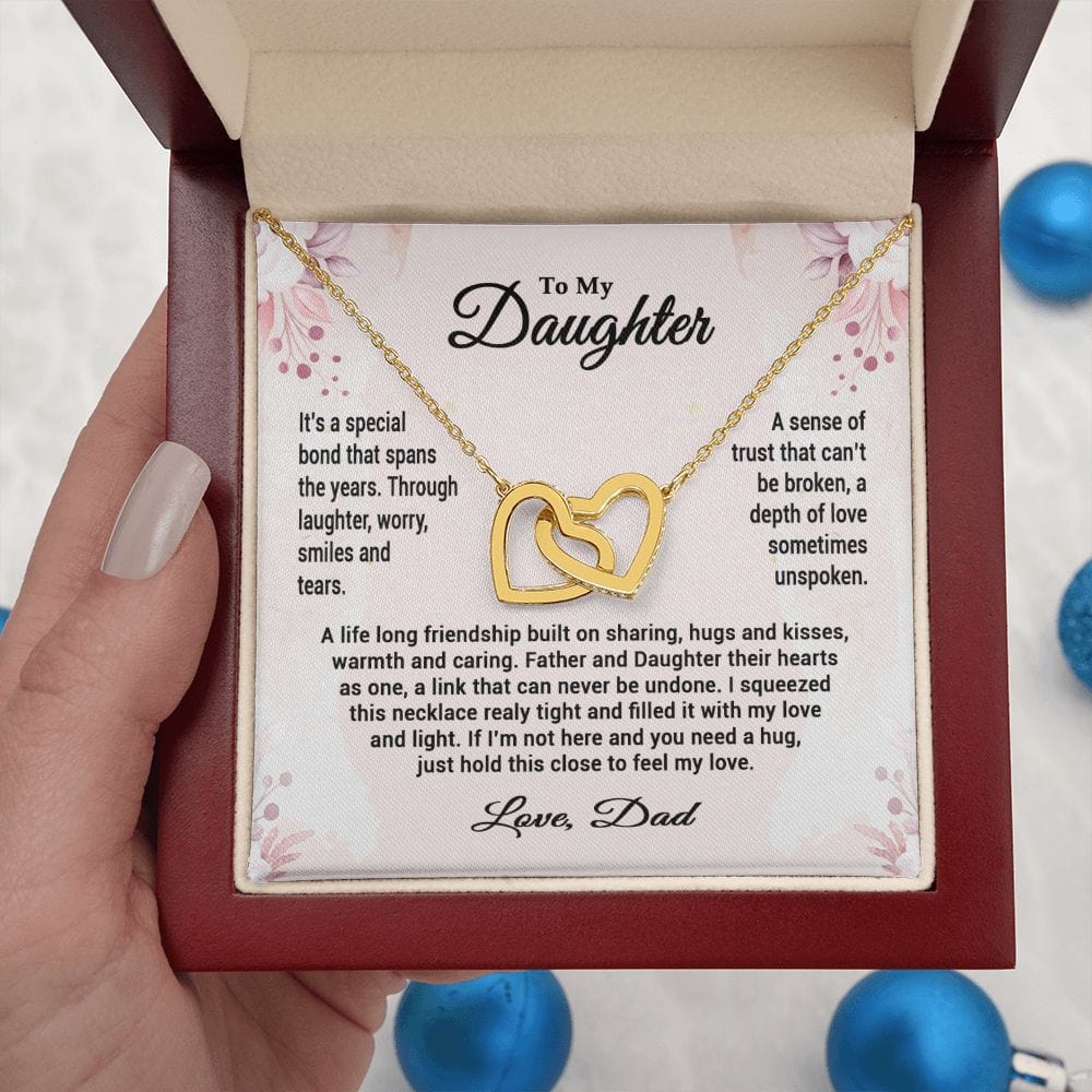 To My Daughter From Dad, Interlocking Hearts Necklace, Father to Daughter Gift, Birthday Gift To Daughter From Dad, Christmas Gift for her