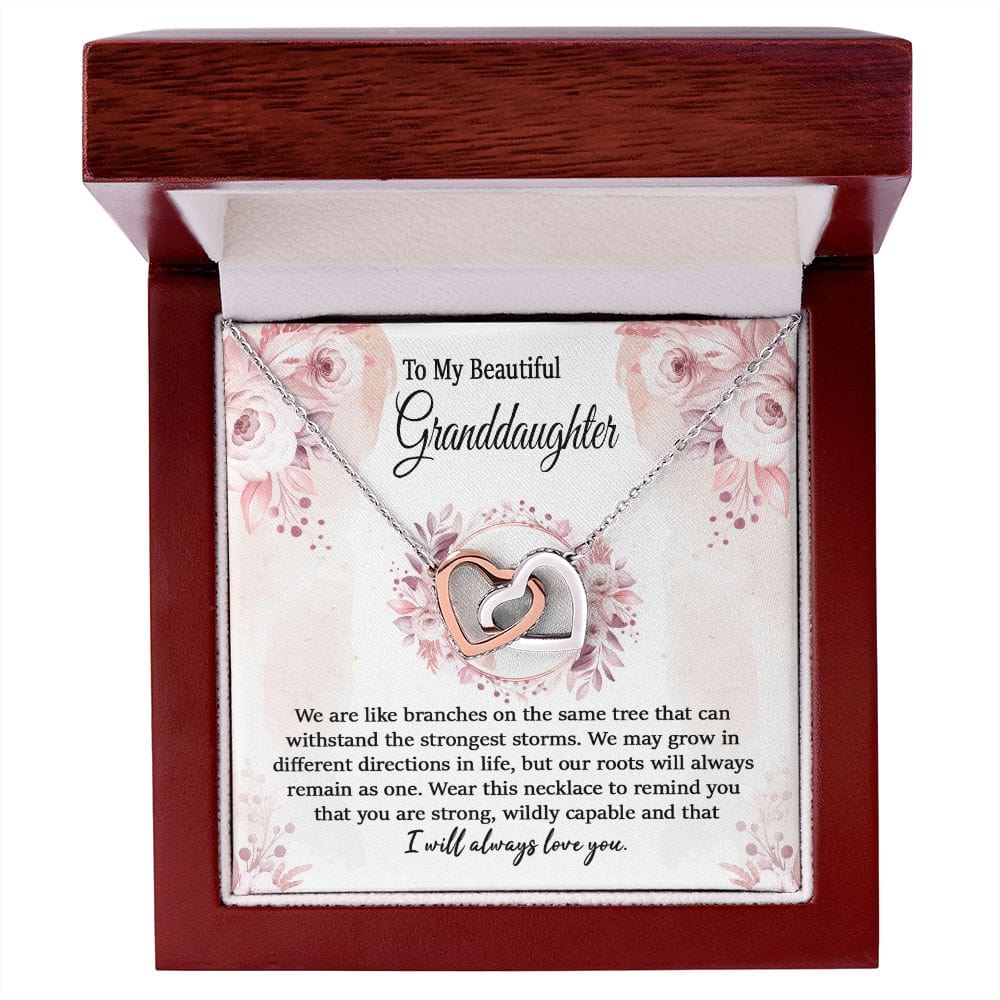 To Granddaughter Interlocking Hearts Necklace / To My Granddaughter Necklace
