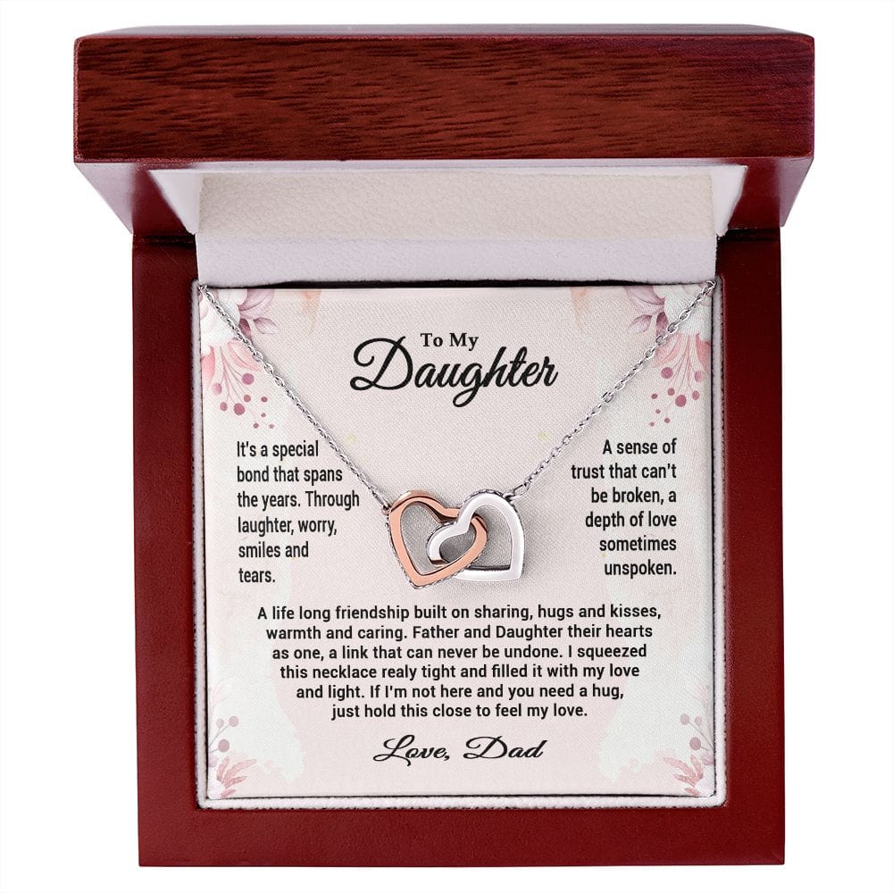 To My Daughter From Dad, Interlocking Hearts Necklace, Father to Daughter Gift, Birthday Gift To Daughter From Dad, Christmas Gift for her