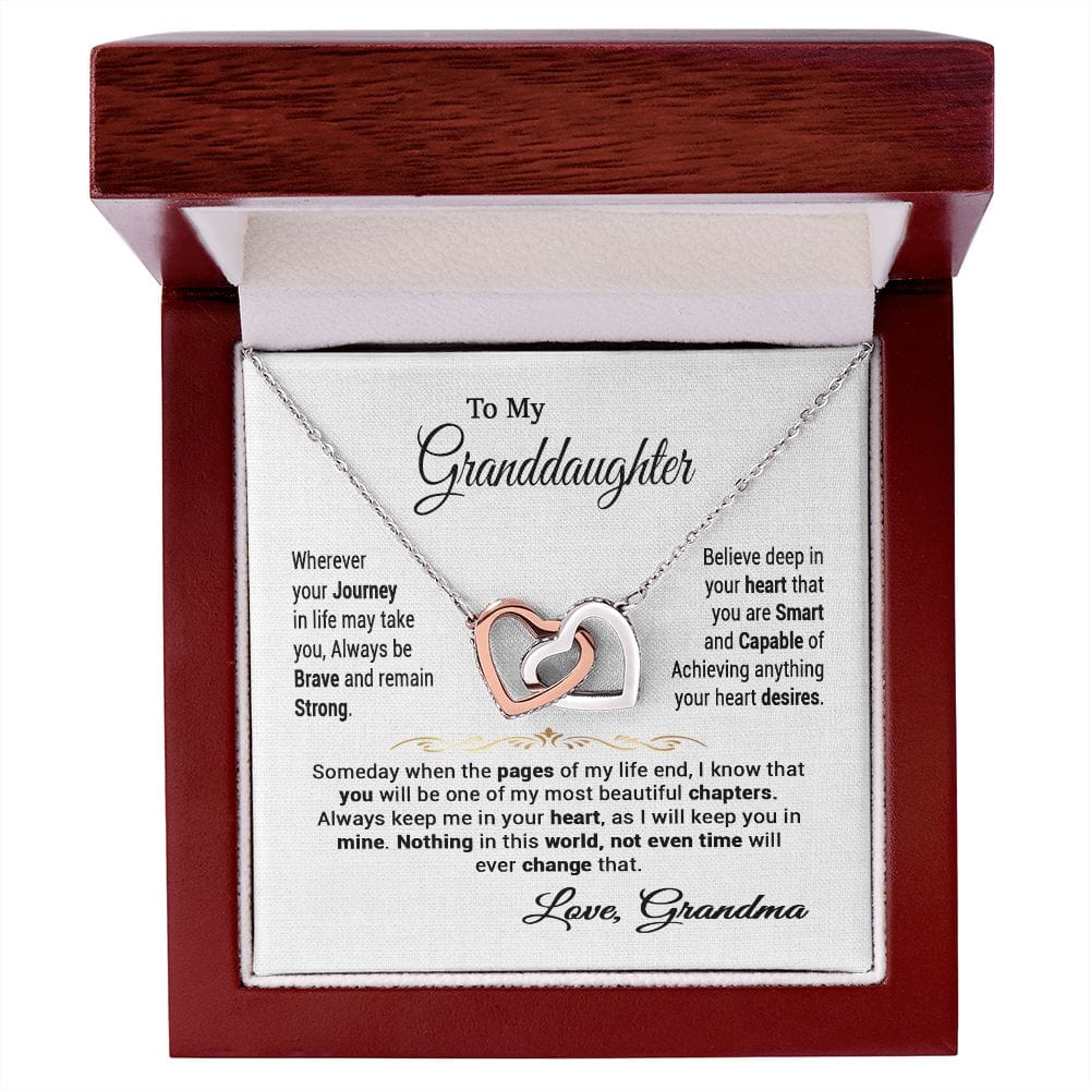 To My Granddaughter Gift Necklace from Grandma / Interlocking Hearts Necklace