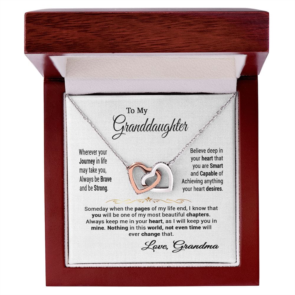 To My Granddaughter Gift Necklace from Grandma / Interlocking Hearts Necklace