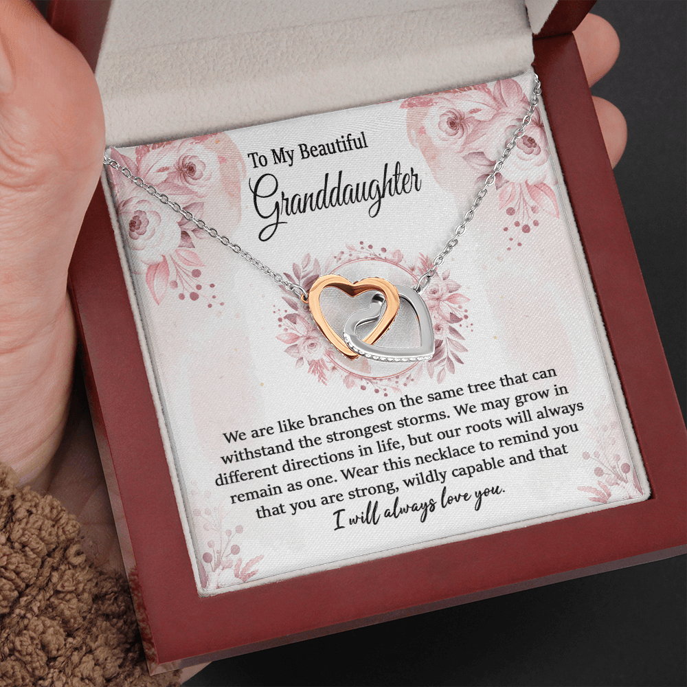 To Granddaughter Interlocking Hearts Necklace / To My Granddaughter Necklace