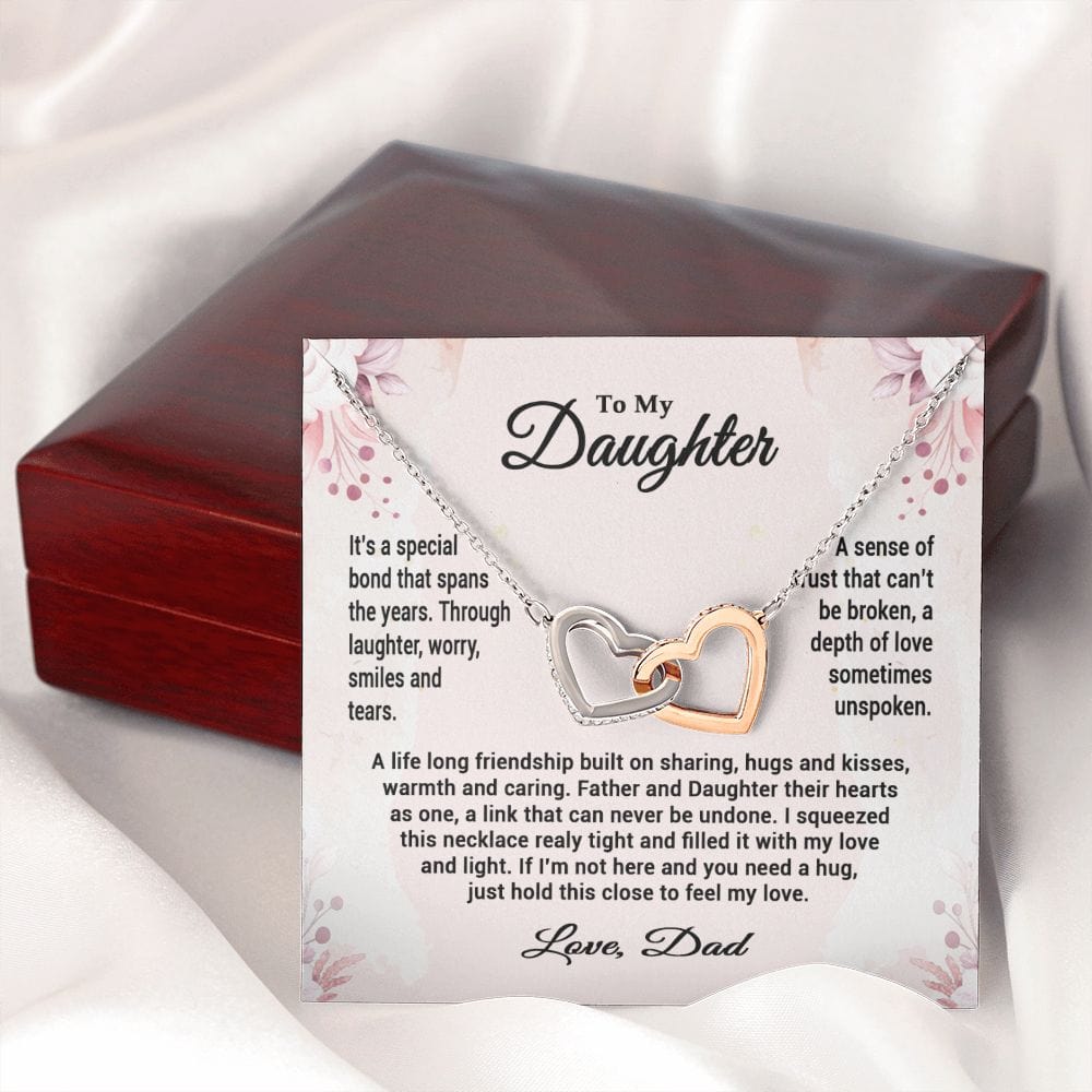 To My Daughter From Dad, Interlocking Hearts Necklace, Father to Daughter Gift, Birthday Gift To Daughter From Dad, Christmas Gift for her