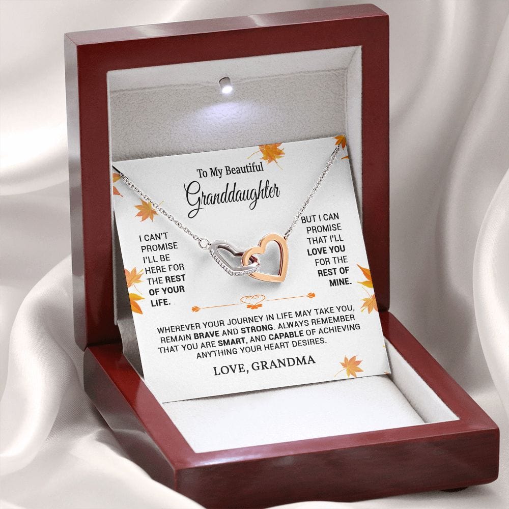 To My Granddaughter Gift Necklace from Grandma / Interlocking Hearts Necklace for Granddaughter
