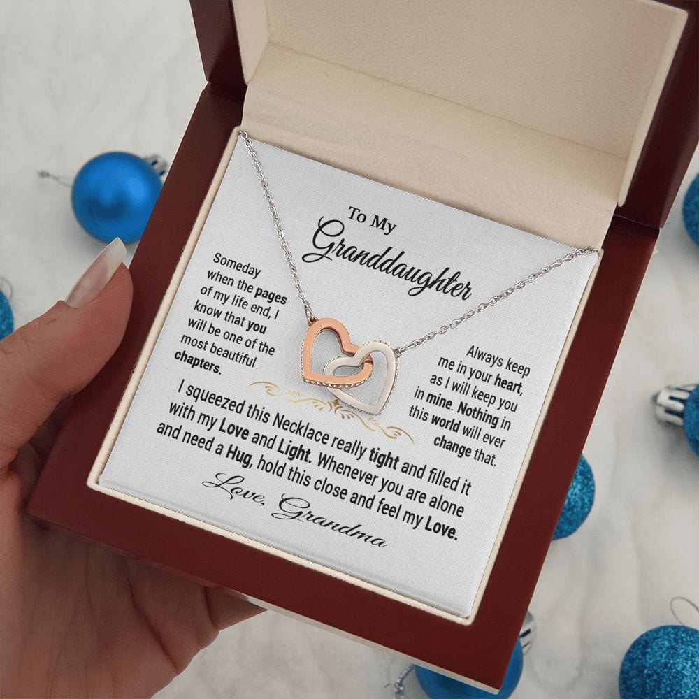 To My Granddaughter Gift Necklace from Grandma / Interlocking Hearts Necklace