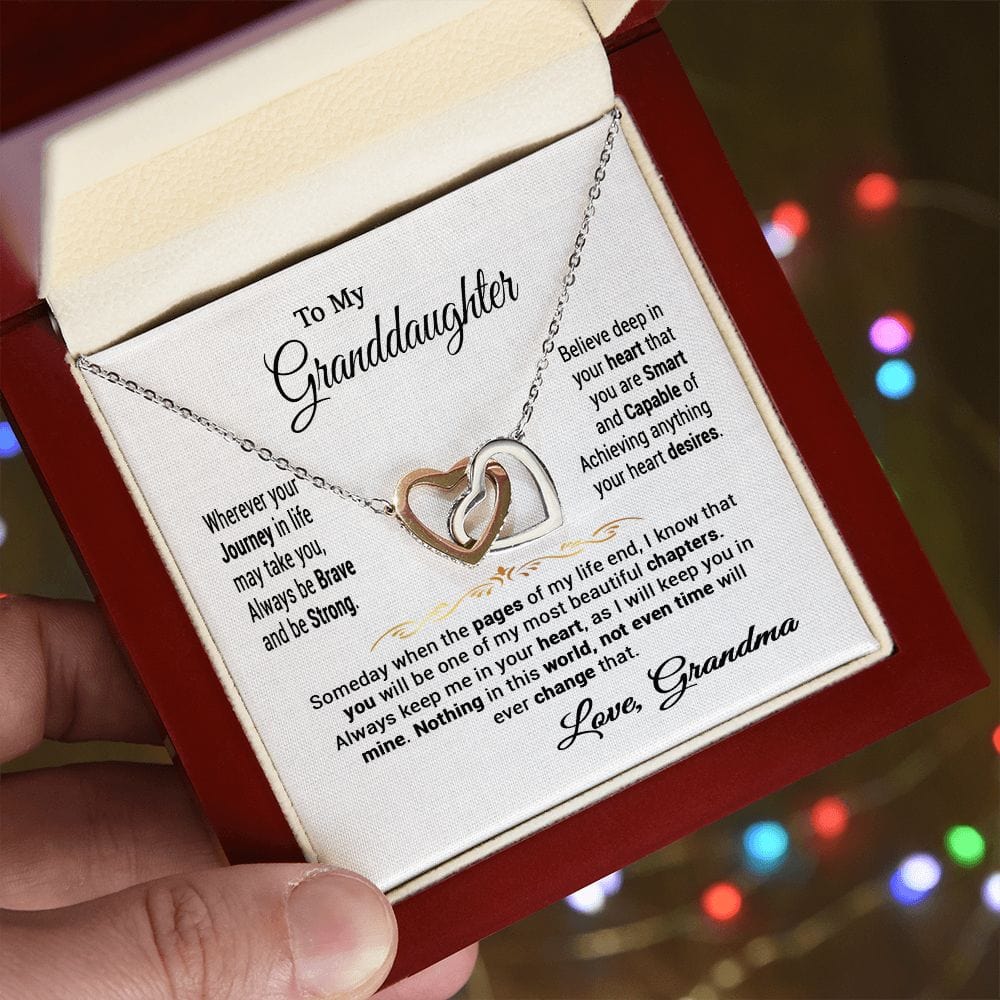 To My Granddaughter Gift Necklace from Grandma / Interlocking Hearts Necklace