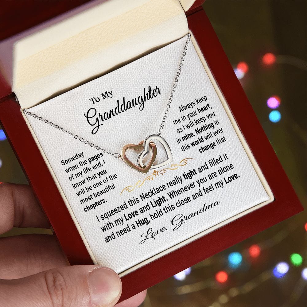 To My Granddaughter Gift Necklace from Grandma / Interlocking Hearts Necklace