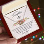 To My Daughter Gift Necklace with Hearfelt Message Card, Interlocking Hearts Necklace