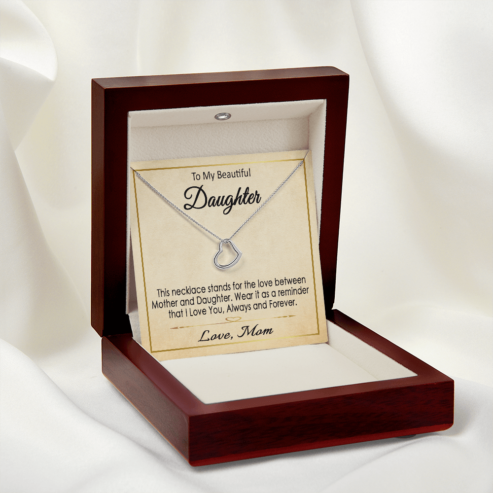 To My Daughter Necklace / To My Beautiful Daughter .925 Solid Sterling Silver and Dipped in 14k white gold or 18k yellow gold