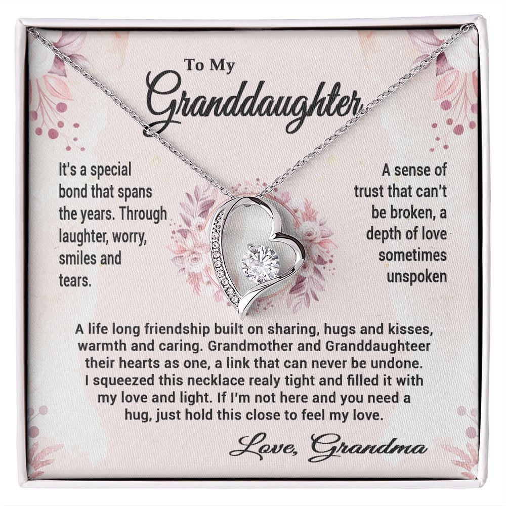 To My Granddaughter Gift Necklace From Grandma / Forever Love Heart Necklace for Granddaughter