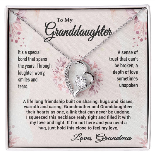 To My Granddaughter Gift Necklace From Grandma / Forever Love Heart Necklace for Granddaughter