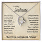 To My Soulmate Gift Necklace, Forever Heart Pendant Necklace with Loving Message Card