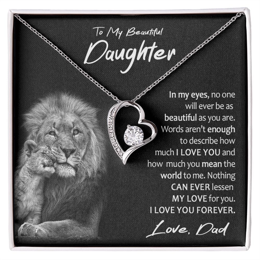 To My Daughter Gift Necklace with Loving Message Card from Dad, Forever Love Pendant Necklace for Daughter