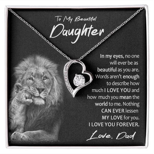 To My Daughter Gift Necklace with Loving Message Card from Dad, Forever Love Pendant Necklace for Daughter