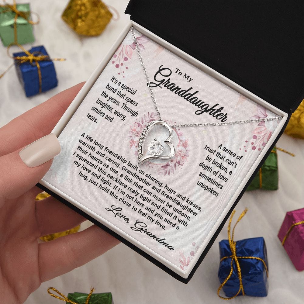 To My Granddaughter Gift Necklace From Grandma / Forever Love Heart Necklace for Granddaughter