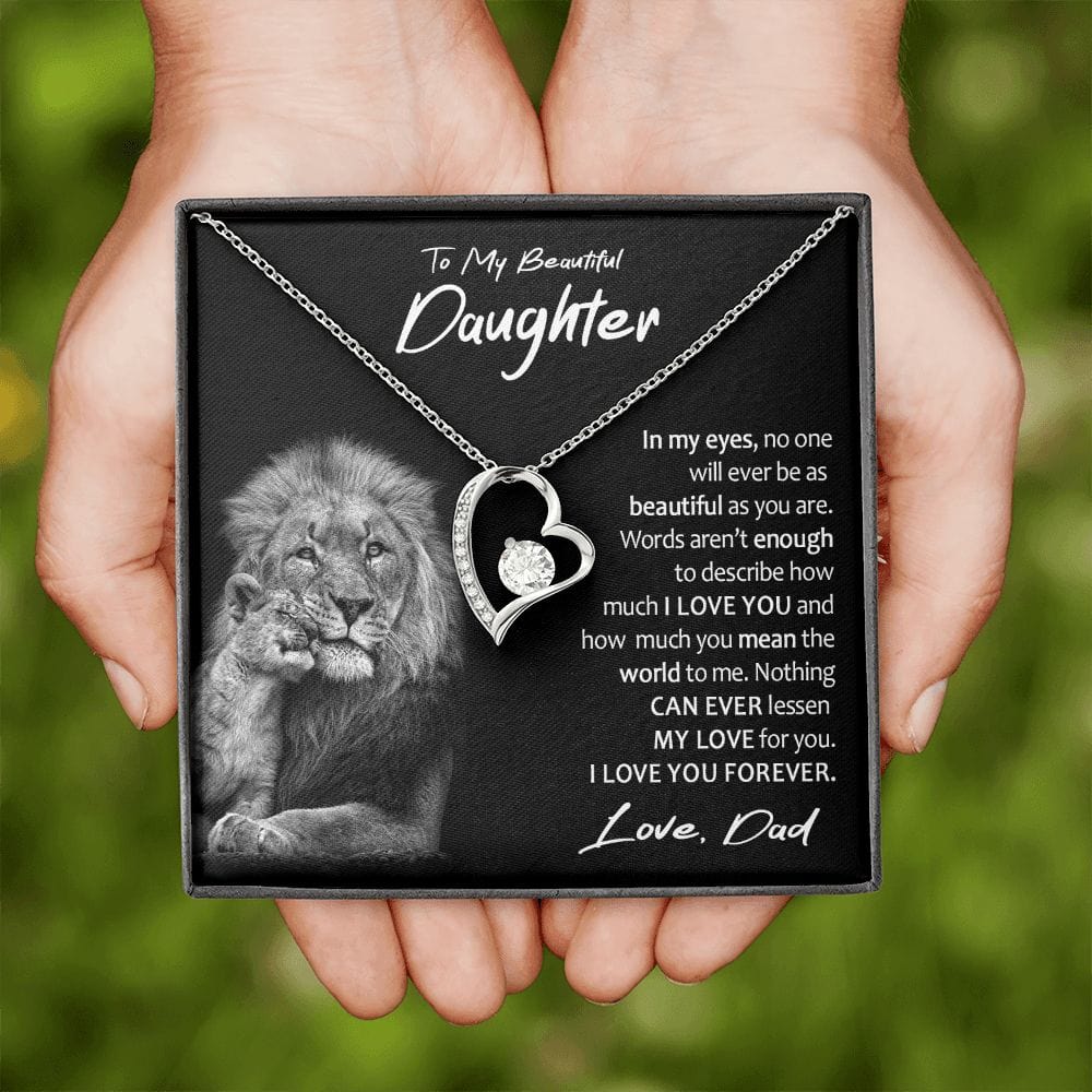 To My Daughter Gift Necklace with Loving Message Card from Dad, Forever Love Pendant Necklace for Daughter