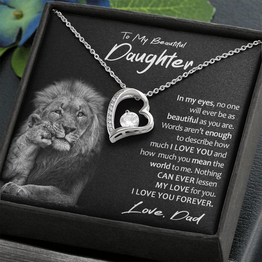 To My Daughter Gift Necklace with Loving Message Card from Dad, Forever Love Pendant Necklace for Daughter