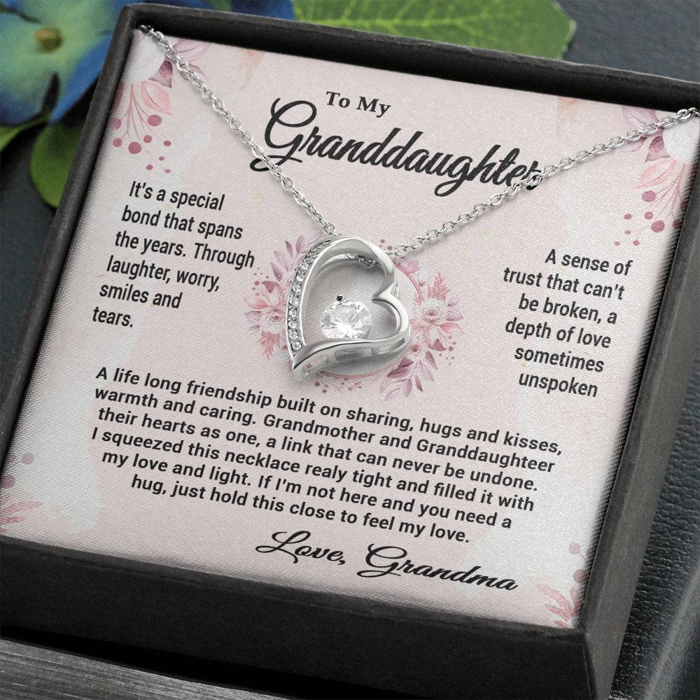 To My Granddaughter Gift Necklace From Grandma / Forever Love Heart Necklace for Granddaughter