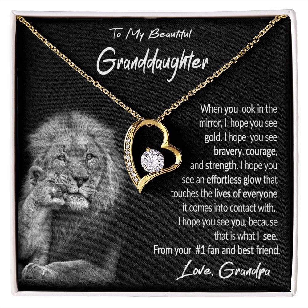 To My Granddaughter Gift Necklace with Message Card from Grandpa, Forever Love Pendant Necklace gift from Grandpa