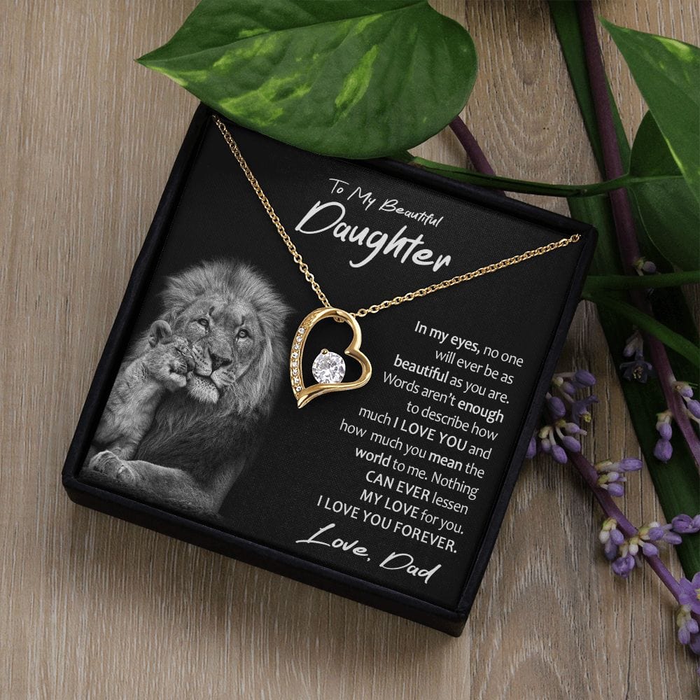 To My Daughter Gift Necklace with Loving Message Card from Dad, Forever Love Pendant Necklace for Daughter