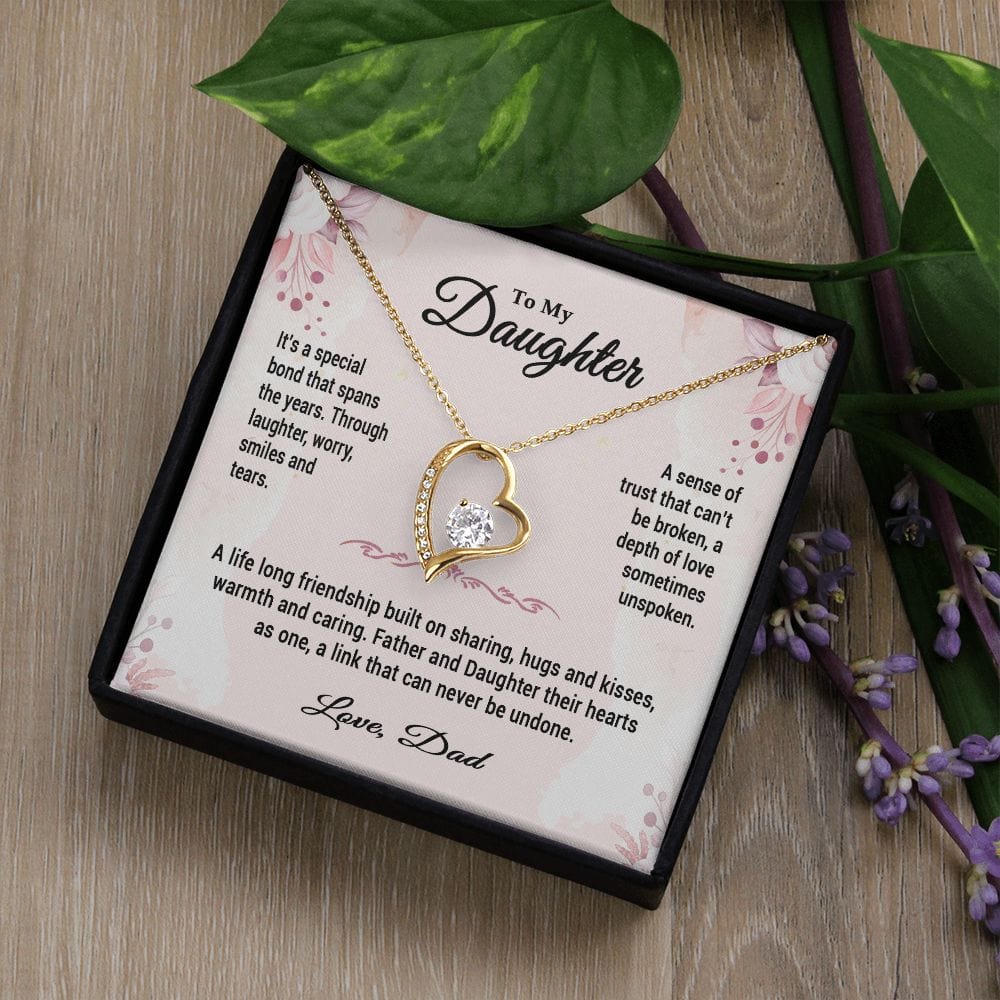 To My Daughter Gift Necklace from Dad / Forever Love Heart Pendant Necklace for Daughter