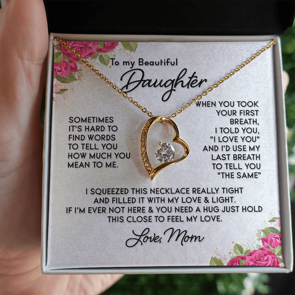 To My Beautiful Daughter Necklace / To My Daughter from Mom / Daughter Birthday Present / Daughter Christmas Gift