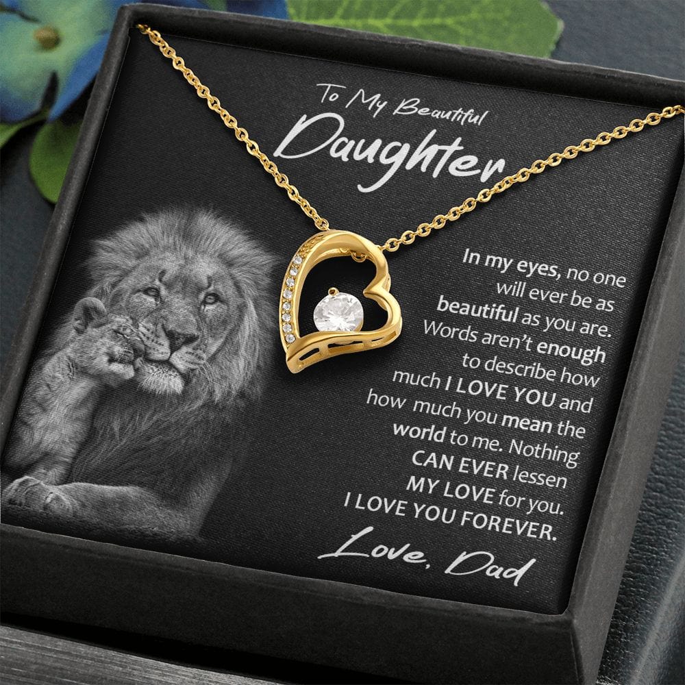 To My Daughter Gift Necklace with Loving Message Card from Dad, Forever Love Pendant Necklace for Daughter