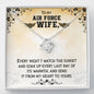 To My Wife / Air Force wife Love Knot Necklace / To Wife From Husband / 14k White Gold Over Stainless Steel Love Knot Necklace
