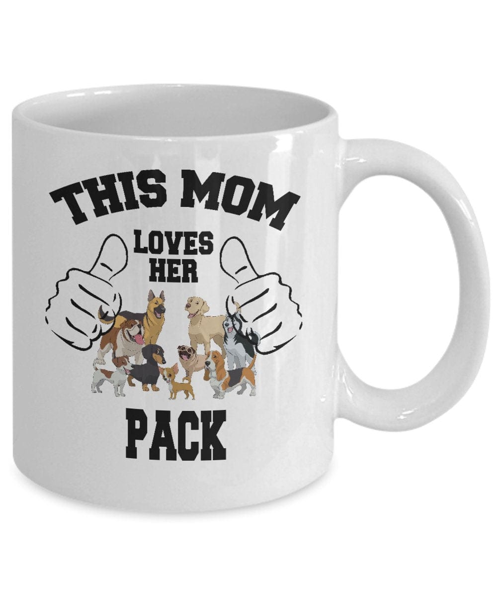 Dog Lover Gift Mug/ Best Dog Mom Mug/ This Mom Loves Her Pack Mug/ Animal Lover gift/ Fur Baby Mom