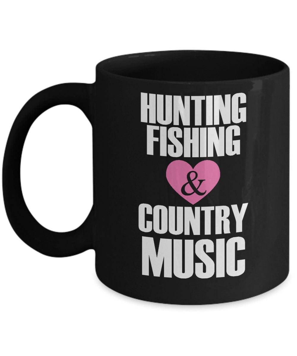 Hunting, Fishing and Country Music Heart Mug